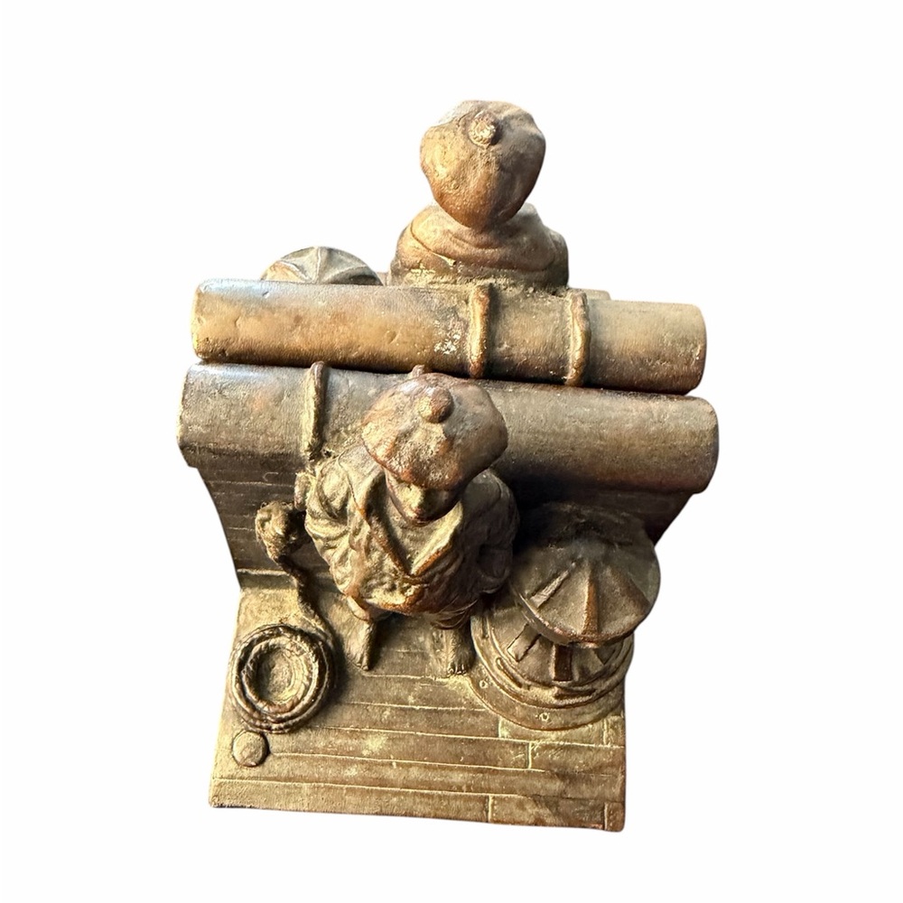 Antique Solid Brass Nautical Bookends Signed KBW | Sailor Maritime Decor - Picture 9 of 11